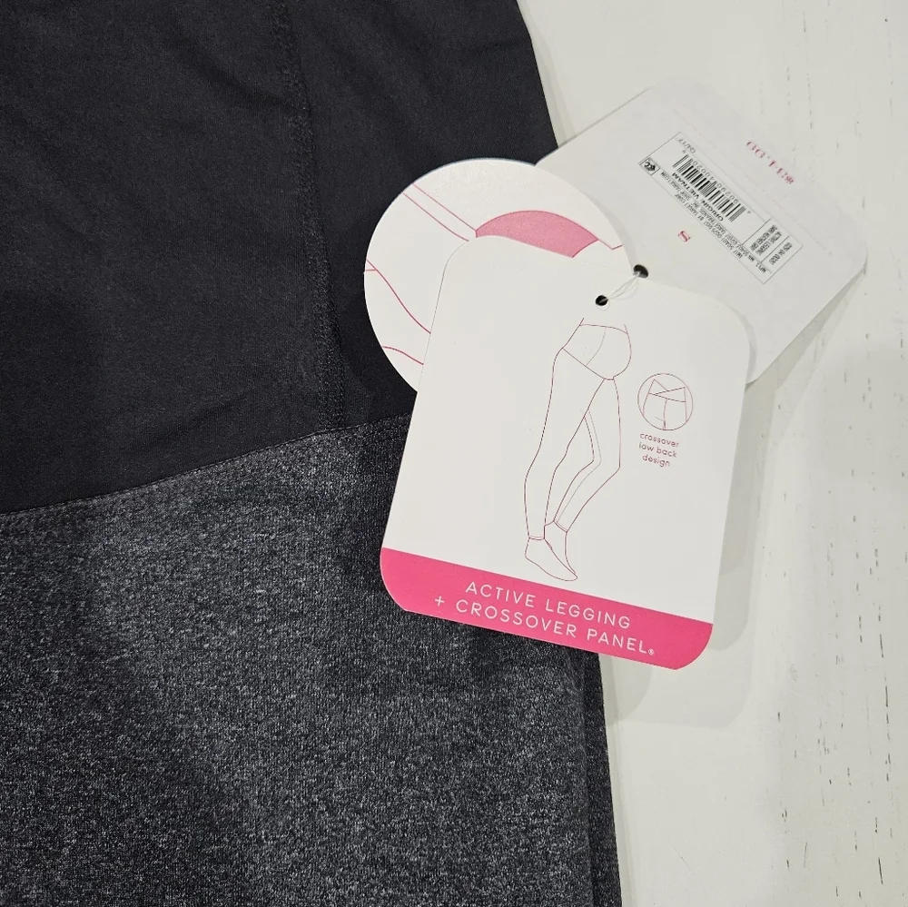 Ingrid & Isabel Maternity Gray Active Leggings + Crossover Panel - Picture 5 of 5
